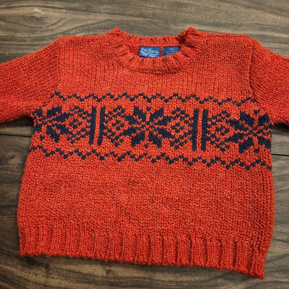 Little Legends Boys 24 Month Adorable Red and Navy Sweater